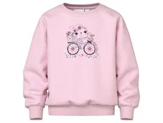 Sweatshirt med kanin der cykler med blomster og kat fra Name It ballerina bike 13241602